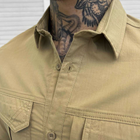 Мужская крепкая Рубашка Combat RipStop на пуговицах с карманами койот размер 3XL - изображение 5