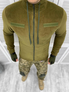 Мужская флисовая Кофта с капюшоном и липучками под шевроны / Флиска хаки размер S - изображение 1