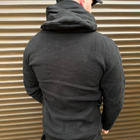 Утепленная мужская флисовая кофта с капюшоном и липучками под шевроны / Флиска в черном цвете размер XL - изображение 6