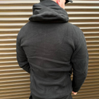 Утеплена чоловіча флісова кофта з капюшоном та липучками під шеврони / Фліска у чорному кольорі розмір L - зображення 6