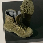 Износостойкие Берцы из натуральной кожи / Демисезонные ботинки в цвете олива с нашивкой флагом размер 37 - изображение 4