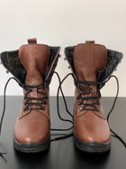 Зимние Берцы Ястреб из натуральной кожи с меховой подкладкой / Высокие утепленные ботинки коричневые размер 48 - изображение 2
