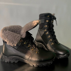 Утепленные Берцы из натуральной кожи / Зимние ботинки с меховой подкладкой в черном цвете размер 46 - изображение 5