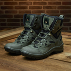 Универсальные кожаные Ботинки на двухкомпонентной подошве / Высокие Берцы с мембраной олива размер 44 - изображение 2