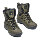 Универсальные кожаные Ботинки на двухкомпонентной подошве / Высокие Берцы с мембраной олива размер 44 - изображение 7