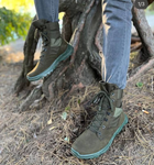 Чоловічі зимові Черевики на шнурівці з натуральної шкіри / Високі Берці з утеплювачем Slimtex зелені розмір 41 - зображення 4
