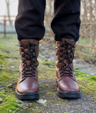Зимние Берцы Ястреб из натуральной кожи подкладка Airtex / Высокие утепленные ботинки коричневые размер 39 - изображение 3