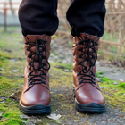 Высокие Демисезонные Ботинки Ястреб коричневые / Кожаные Берцы размер 43 - изображение 3
