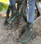 Мужские зимние Ботинки на шнуровке из натуральной кожи / Высокие Берцы с утеплителем Slimtex зеленые размер 46 - изображение 4