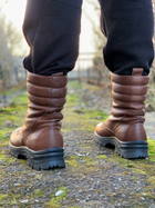 Зимние Берцы Ястреб из натуральной кожи с меховой подкладкой / Высокие утепленные ботинки коричневые размер 42 - изображение 8