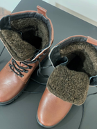 Зимові Берці Яструб з натуральної шкіри з хутряною підкладкою / Високі утеплені черевики коричневі розмір 44 - зображення 4