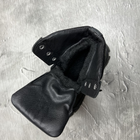 Износостойкие мужские берцы из натуральной кожи с меховой подкладкой / Ботинки зимние в черном цвете с - изображение 4