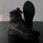 Утепленные Берцы из натуральной кожи / Зимние ботинки с меховой подкладкой в черном цвете размер 47 - изображение 2