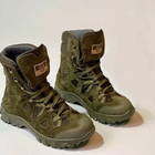 Утеплені Берці з натуральної шкіри / Зимові черевики у кольорі олива з нашивкою прапором розмір 40 - зображення 3