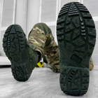 Мужские кожаные Ботинки АК на гибкой полиуретановой подошве / Водонепроницаемые Берцы олива размер 45 - изображение 4