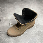 Мужские нубуковые Ботинки на резиновой протекторной подошве / Летние Берцы с патриотическим принтом койот - изображение 6