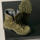 Летние Берцы из натуральной кожи олива / Износостойкие ботинки с нашивкой флагом размер 41 - изображение 4