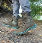 Мужские зимние Ботинки на шнуровке из натуральной кожи / Высокие Берцы с утеплителем Slimtex зеленые размер 40 - изображение 5