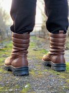 Зимние Берцы Ястреб из натуральной кожи с меховой подкладкой / Высокие утепленные ботинки коричневые размер 40 - изображение 8
