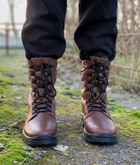 Зимние Берцы Ястреб из натуральной кожи подкладка Airtex / Высокие утепленные ботинки коричневые размер 43 - изображение 3