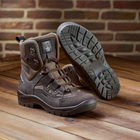 Универсальные кожаные Берцы с мембраной / Летние Ботинки на двухкомпонентной подошве коричневые размер 45 - изображение 6