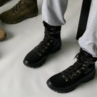 Высокие демисезонные Берцы из натуральной кожи / Ботинки в черном цвете размер 40 - изображение 4