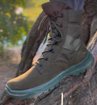 Мужские зимние Ботинки на шнуровке из натуральной кожи / Высокие Берцы с утеплителем Slimtex зеленые размер 45 - изображение 7