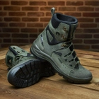 Универсальные кожаные Ботинки на двухкомпонентной подошве / Высокие Берцы с мембраной олива размер 40 - изображение 5