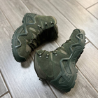 Мужские кожаные Ботинки АК на крепкой полиуретановой подошве / Водонепроницаемые Берцы олива размер 40 - изображение 4