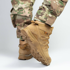 Мужские нубуковые Ботинки на износостойкой резиновой подошве / Водостойкие Берцы с мембраной койот размер 45 - изображение 4