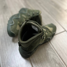 Мужские кожаные Ботинки АК на крепкой полиуретановой подошве / Водонепроницаемые Берцы олива размер 45 - изображение 5