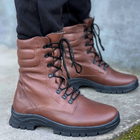 Зимние Берцы Ястреб из натуральной кожи подкладка Airtex / Высокие утепленные ботинки коричневые размер 47 - изображение 1