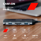 USB-хаб Canyon 8 port USB-C Hub DS-15 Grey (CNS-TDS15) - зображення 3