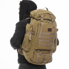 Армійський рюкзак тактичний 70 л Водонепроникний туристичний рюкзак. Колір: койот - зображення 5