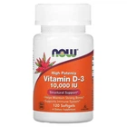 Витамин Д3, Vitamin D-3, Now Foods, 10 000 МЕ, 120 капсул., (NOW-00376)