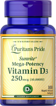 Витамин Д3, Vitamin D3, Puritan's Pride, 10,000 МЕ, 100 капсул (PTP-35872)