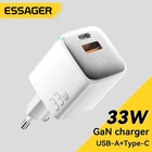 Зарядное устройство Essager 33W GaN USB-C+USB-A white