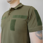 Якісна футболка Олива/Хакі котон, футболка поло з липучками (розмір L), армійська сорочка під шеврони - зображення 5