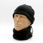 Флисовая шапка черная однотонная, шапка военная, флиска для спорта, камуфляжная шапка флис на зиму черная - изображение 1