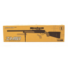 Страйкбольная Снайперская пневматическая винтовка CYMA ZM51T с пульками и прицелом 110 см Оливковая - изображение 6