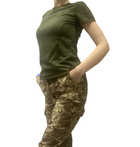Женская футболка тактическая военная S олива - изображение 3