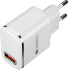 Мережевий зарядний пристрій Canyon USB + вбудований кабель Lightning 2.1А White (CNE-CHA043WS) - зображення 1