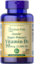 Витамин Д3, Vitamin D3, Puritan's Pride, 2000 МЕ, 200 капсул (PTP-17618)