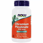 Хром пиколинат, Chromium Picolinate, Now Foods, 200 мкг, 100 вегетарианских капсул (NOW-01420)