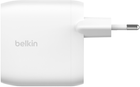 Настінний зарядний пристрій Belkin 30 Вт з двома роз'ємами USB-C, PD 60 Вт, білий колір (WCB010VFWH) - зображення 3