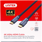 Кабель Unitek LUX HDMI 2.0 в обплетенні 1 м Gray (Y-C136RGY) - зображення 3