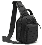 Сумка-рюкзак тактическая однолямочная ZE014, черная - изображение 1