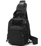 Сумка-рюкзак тактическая однолямочная ZE014, черная - изображение 3