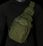 Сумка-рюкзак тактична однолямкова ZE014, чорна - зображення 6