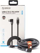Kabel Orico USB-C 240 W kątowy, 3 m (CW240-30-BK-BP) - obraz 5